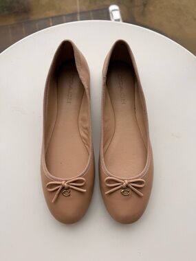 Coach Nude Pink Leather Ballet Flats with Gold 'C' Charm